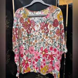 EUC Natural Life Peasant Top XL